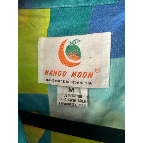 Mango Moon Men's Vintage Hawaiian Geometric Graphic Artsy Floral Shirt M - Picture 4 of 5
